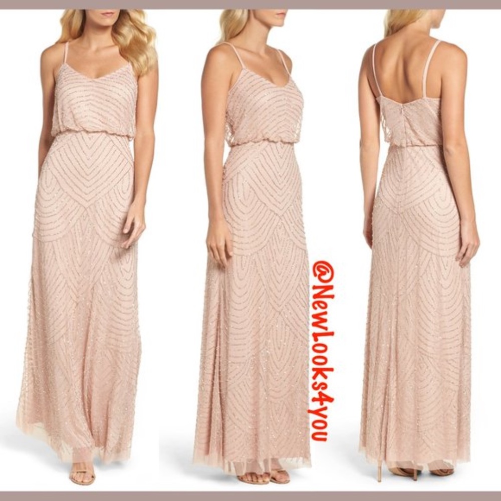 USED Adrianna Papell Embellished Blouson Gown 14 - Picture 2 of 14